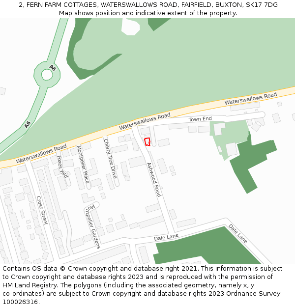 2, FERN FARM COTTAGES, WATERSWALLOWS ROAD, FAIRFIELD, BUXTON, SK17 7DG: Location map and indicative extent of plot