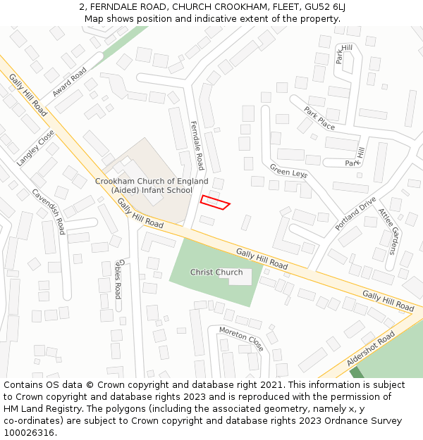 2, FERNDALE ROAD, CHURCH CROOKHAM, FLEET, GU52 6LJ: Location map and indicative extent of plot