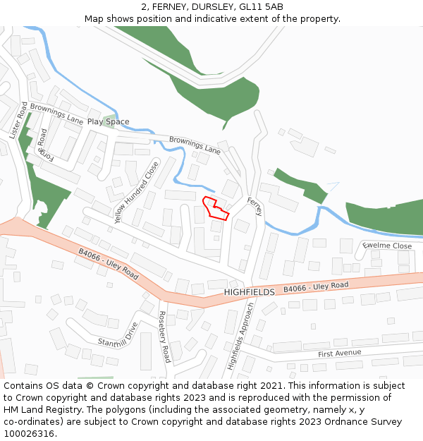 2, FERNEY, DURSLEY, GL11 5AB: Location map and indicative extent of plot