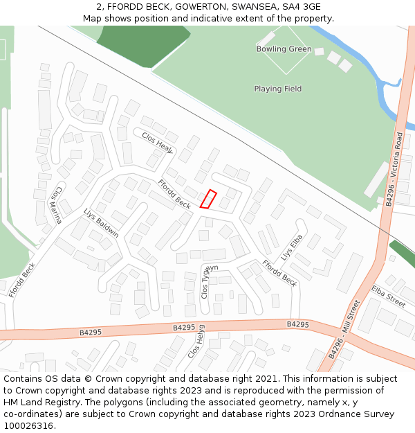 2, FFORDD BECK, GOWERTON, SWANSEA, SA4 3GE: Location map and indicative extent of plot
