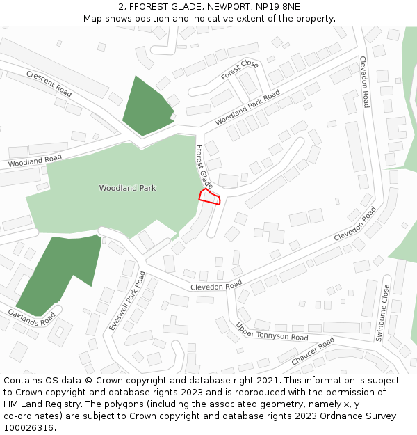 2, FFOREST GLADE, NEWPORT, NP19 8NE: Location map and indicative extent of plot