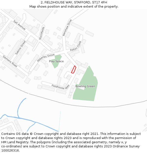 2, FIELDHOUSE WAY, STAFFORD, ST17 4FH: Location map and indicative extent of plot