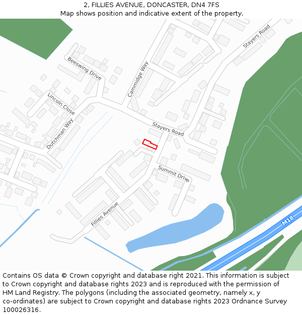 2, FILLIES AVENUE, DONCASTER, DN4 7FS: Location map and indicative extent of plot