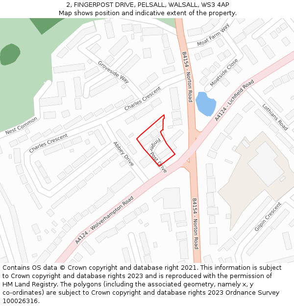 2, FINGERPOST DRIVE, PELSALL, WALSALL, WS3 4AP: Location map and indicative extent of plot