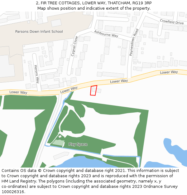 2, FIR TREE COTTAGES, LOWER WAY, THATCHAM, RG19 3RP: Location map and indicative extent of plot