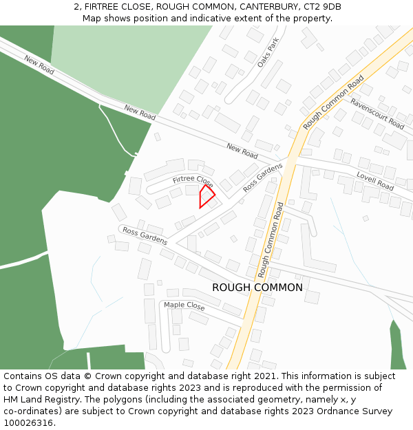 2, FIRTREE CLOSE, ROUGH COMMON, CANTERBURY, CT2 9DB: Location map and indicative extent of plot