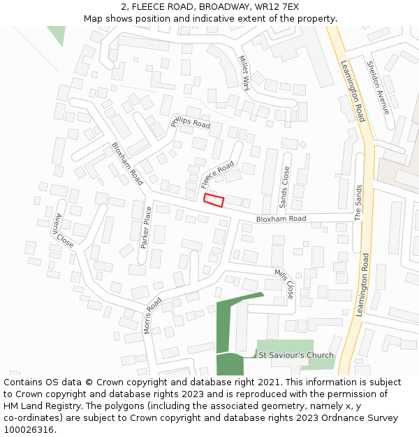 2, FLEECE ROAD, BROADWAY, WR12 7EX: Location map and indicative extent of plot