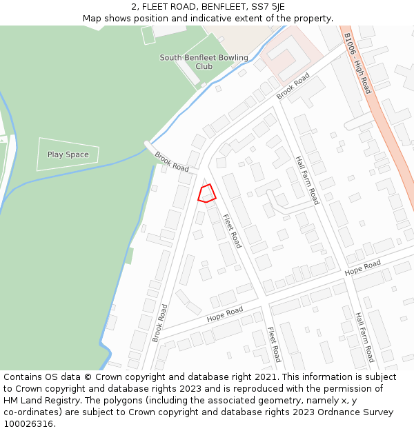 2, FLEET ROAD, BENFLEET, SS7 5JE: Location map and indicative extent of plot