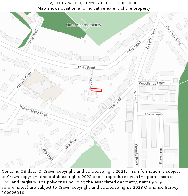 2, FOLEY WOOD, CLAYGATE, ESHER, KT10 0LT: Location map and indicative extent of plot