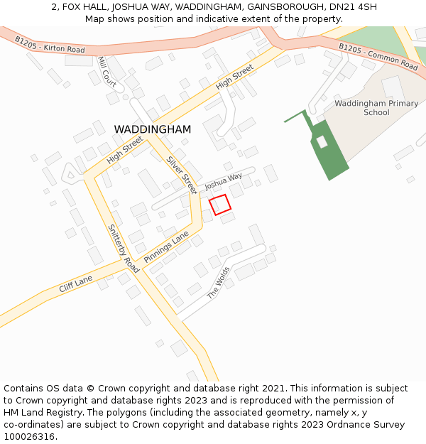 2, FOX HALL, JOSHUA WAY, WADDINGHAM, GAINSBOROUGH, DN21 4SH: Location map and indicative extent of plot