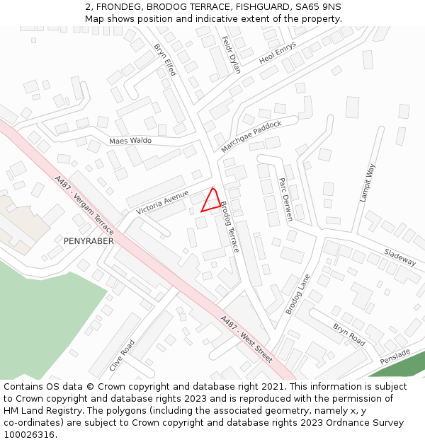 2, FRONDEG, BRODOG TERRACE, FISHGUARD, SA65 9NS: Location map and indicative extent of plot