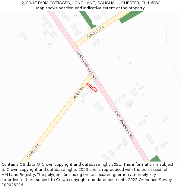 2, FRUIT FARM COTTAGES, LONG LANE, SAUGHALL, CHESTER, CH1 6DW: Location map and indicative extent of plot