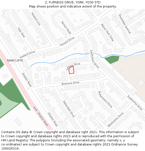 2, FURNESS DRIVE, YORK, YO30 5TD: Location map and indicative extent of plot