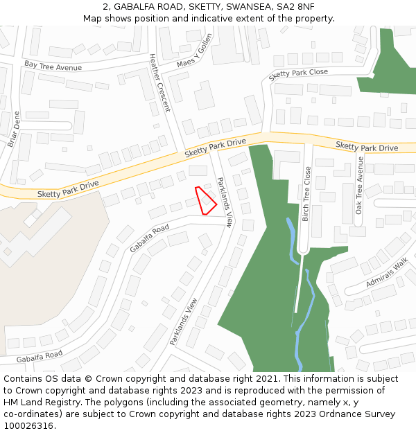 2, GABALFA ROAD, SKETTY, SWANSEA, SA2 8NF: Location map and indicative extent of plot