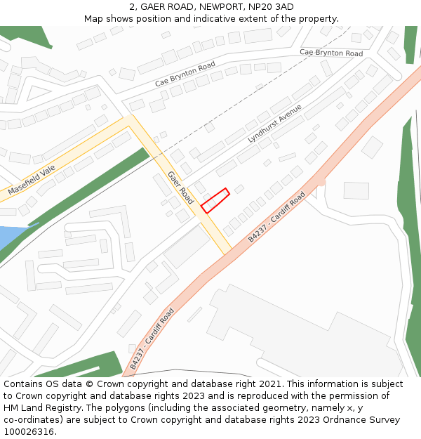 2, GAER ROAD, NEWPORT, NP20 3AD: Location map and indicative extent of plot