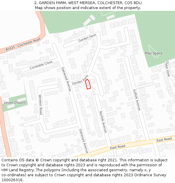 2, GARDEN FARM, WEST MERSEA, COLCHESTER, CO5 8DU: Location map and indicative extent of plot