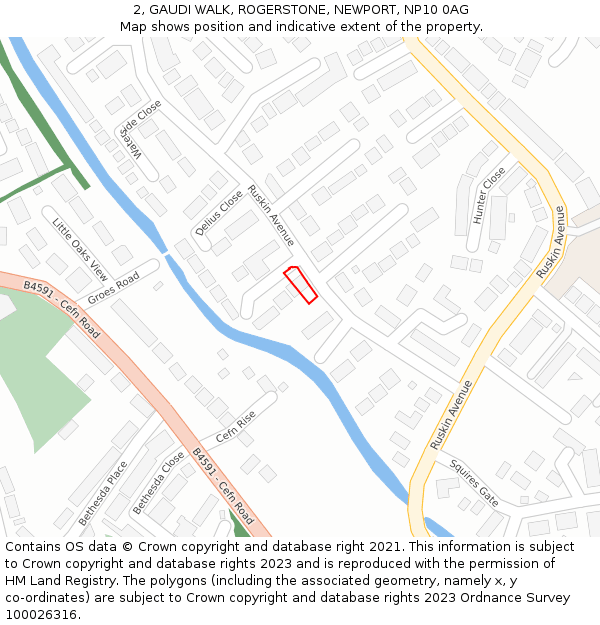 2, GAUDI WALK, ROGERSTONE, NEWPORT, NP10 0AG: Location map and indicative extent of plot