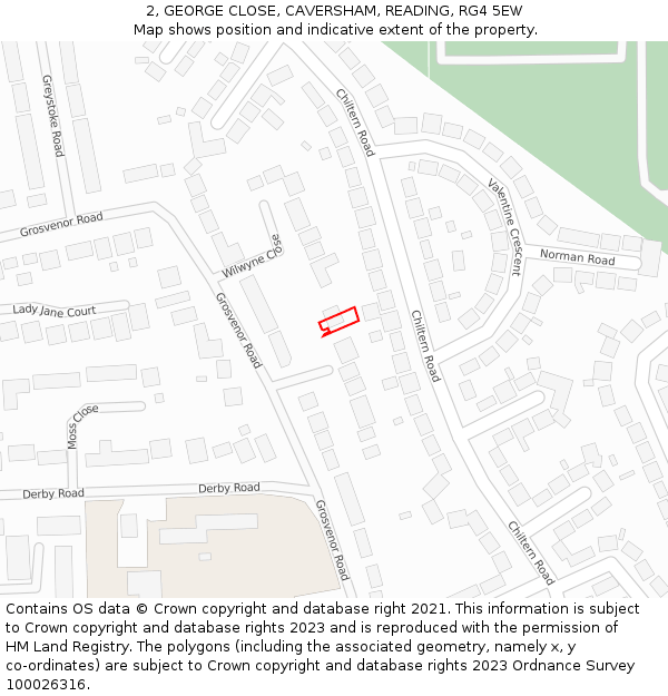2, GEORGE CLOSE, CAVERSHAM, READING, RG4 5EW: Location map and indicative extent of plot