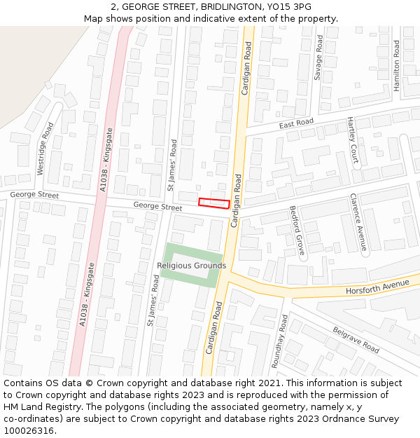 2, GEORGE STREET, BRIDLINGTON, YO15 3PG: Location map and indicative extent of plot