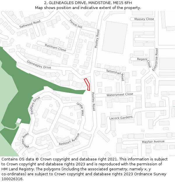 2, GLENEAGLES DRIVE, MAIDSTONE, ME15 6FH: Location map and indicative extent of plot