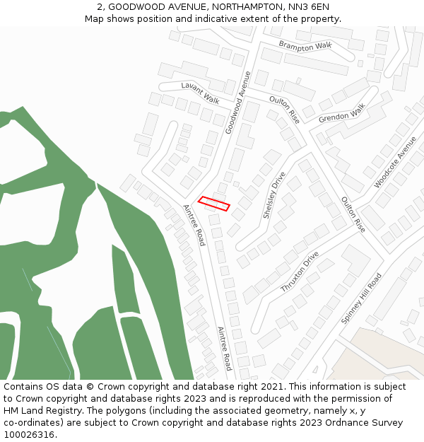 2, GOODWOOD AVENUE, NORTHAMPTON, NN3 6EN: Location map and indicative extent of plot