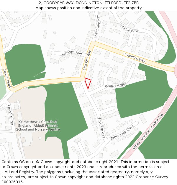 2, GOODYEAR WAY, DONNINGTON, TELFORD, TF2 7RR: Location map and indicative extent of plot