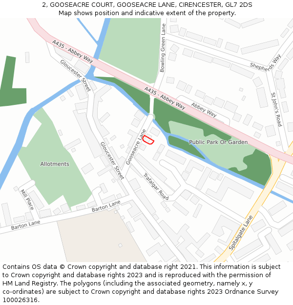 2, GOOSEACRE COURT, GOOSEACRE LANE, CIRENCESTER, GL7 2DS: Location map and indicative extent of plot