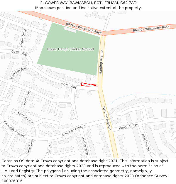 2, GOWER WAY, RAWMARSH, ROTHERHAM, S62 7AD: Location map and indicative extent of plot