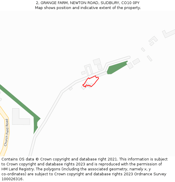 2, GRANGE FARM, NEWTON ROAD, SUDBURY, CO10 0PY: Location map and indicative extent of plot