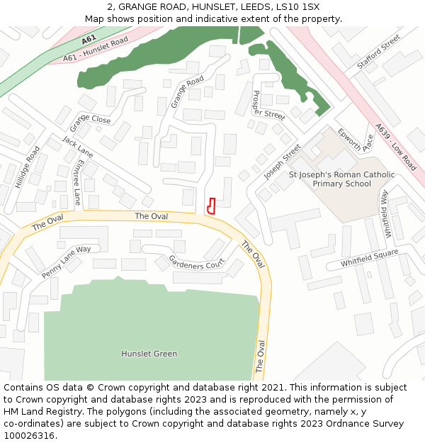 2, GRANGE ROAD, HUNSLET, LEEDS, LS10 1SX: Location map and indicative extent of plot