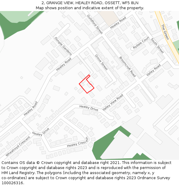2, GRANGE VIEW, HEALEY ROAD, OSSETT, WF5 8LN: Location map and indicative extent of plot