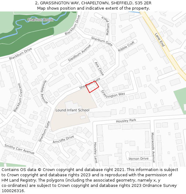 2, GRASSINGTON WAY, CHAPELTOWN, SHEFFIELD, S35 2ER: Location map and indicative extent of plot