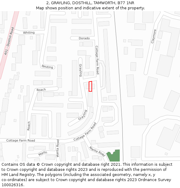 2, GRAYLING, DOSTHILL, TAMWORTH, B77 1NR: Location map and indicative extent of plot