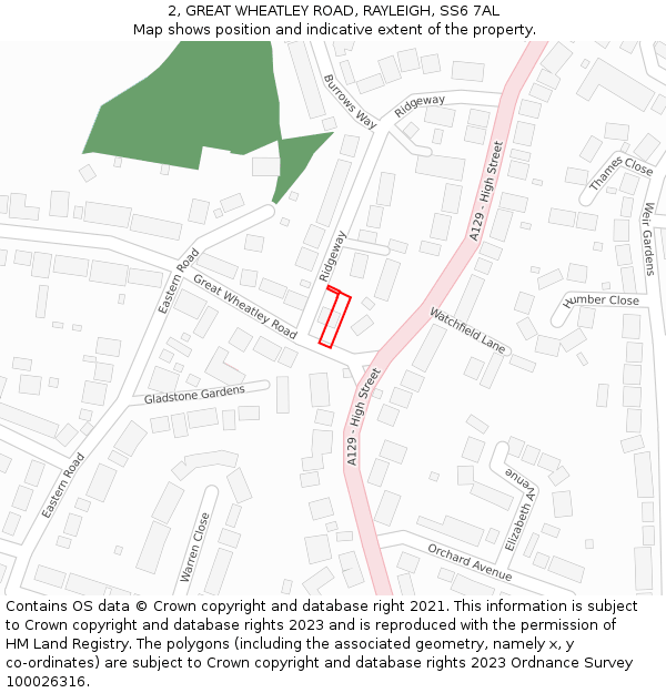 2, GREAT WHEATLEY ROAD, RAYLEIGH, SS6 7AL: Location map and indicative extent of plot