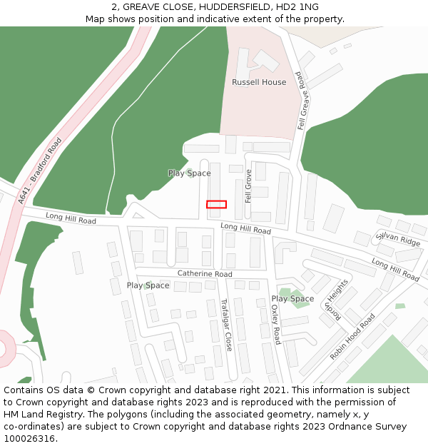 2, GREAVE CLOSE, HUDDERSFIELD, HD2 1NG: Location map and indicative extent of plot