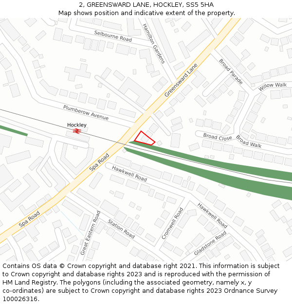 2, GREENSWARD LANE, HOCKLEY, SS5 5HA: Location map and indicative extent of plot