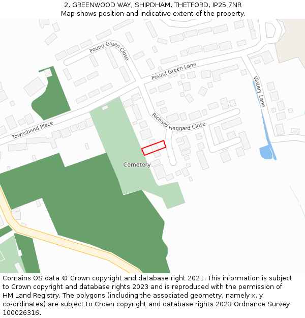 2, GREENWOOD WAY, SHIPDHAM, THETFORD, IP25 7NR: Location map and indicative extent of plot