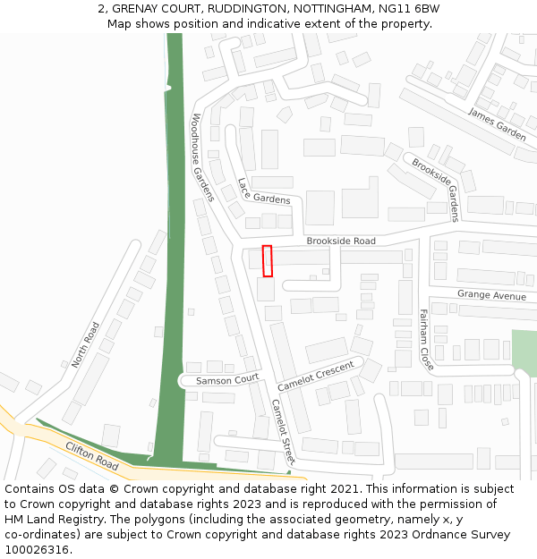 2, GRENAY COURT, RUDDINGTON, NOTTINGHAM, NG11 6BW: Location map and indicative extent of plot