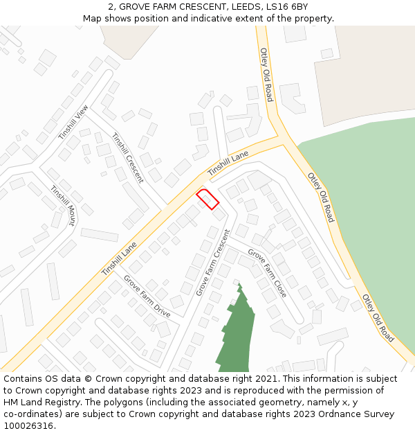 2, GROVE FARM CRESCENT, LEEDS, LS16 6BY: Location map and indicative extent of plot