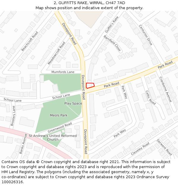 2, GUFFITTS RAKE, WIRRAL, CH47 7AD: Location map and indicative extent of plot