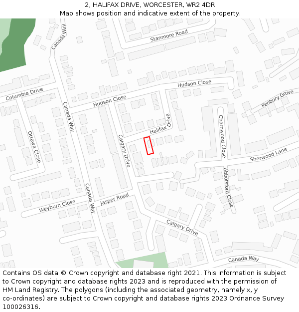 2, HALIFAX DRIVE, WORCESTER, WR2 4DR: Location map and indicative extent of plot