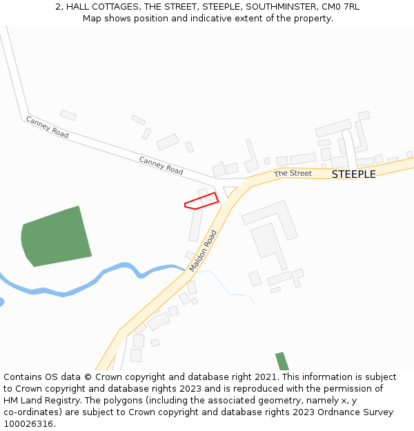 2, HALL COTTAGES, THE STREET, STEEPLE, SOUTHMINSTER, CM0 7RL: Location map and indicative extent of plot