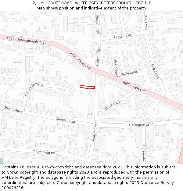 2, HALLCROFT ROAD, WHITTLESEY, PETERBOROUGH, PE7 1LP: Location map and indicative extent of plot