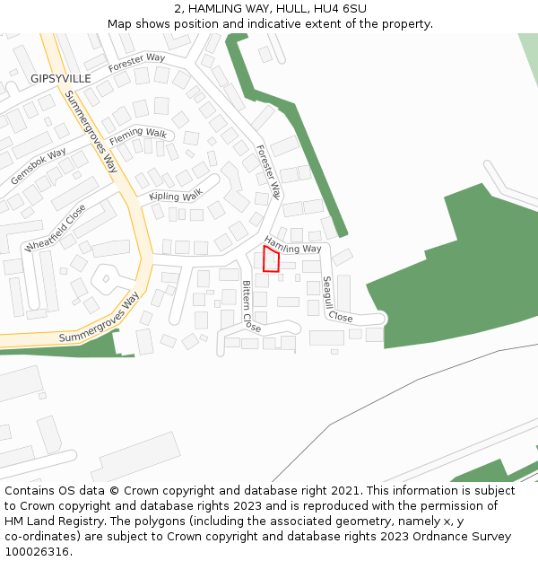 2, HAMLING WAY, HULL, HU4 6SU: Location map and indicative extent of plot