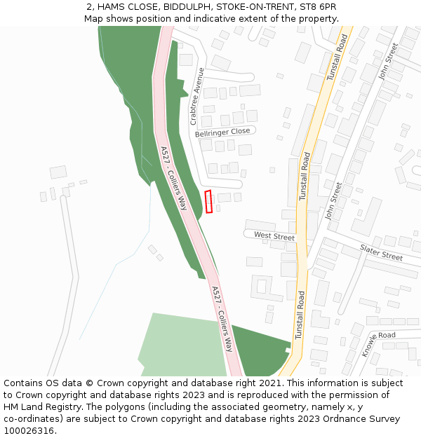 2, HAMS CLOSE, BIDDULPH, STOKE-ON-TRENT, ST8 6PR: Location map and indicative extent of plot