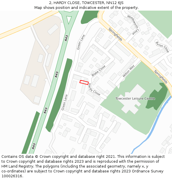 2, HARDY CLOSE, TOWCESTER, NN12 6JS: Location map and indicative extent of plot