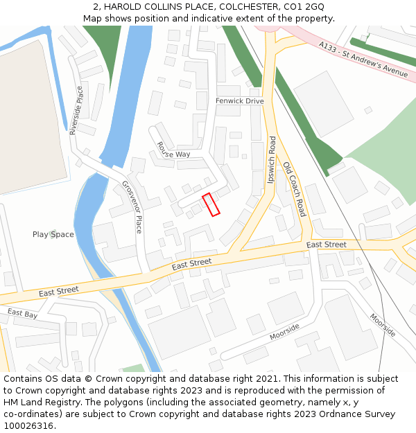 2, HAROLD COLLINS PLACE, COLCHESTER, CO1 2GQ: Location map and indicative extent of plot