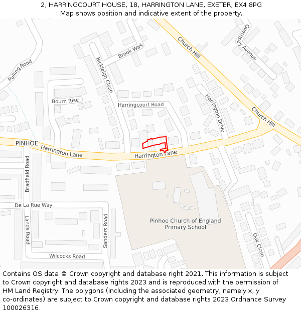 2, HARRINGCOURT HOUSE, 18, HARRINGTON LANE, EXETER, EX4 8PG: Location map and indicative extent of plot