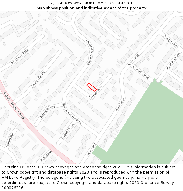 2, HARROW WAY, NORTHAMPTON, NN2 8TF: Location map and indicative extent of plot