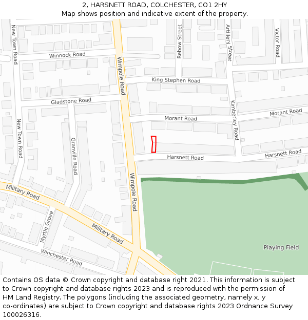 2, HARSNETT ROAD, COLCHESTER, CO1 2HY: Location map and indicative extent of plot